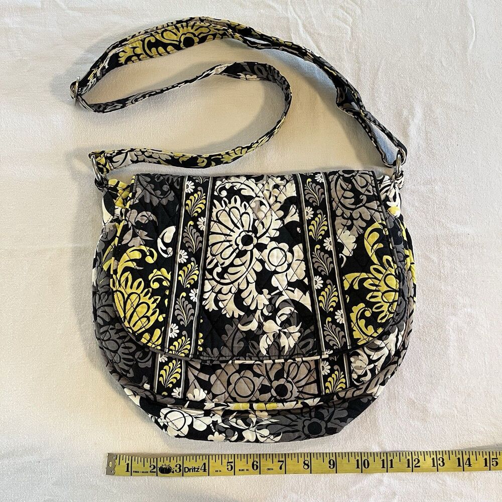 Vera Bradley Baroque Lizzy Crossbody Shoulder Bag Yellow/Black/White